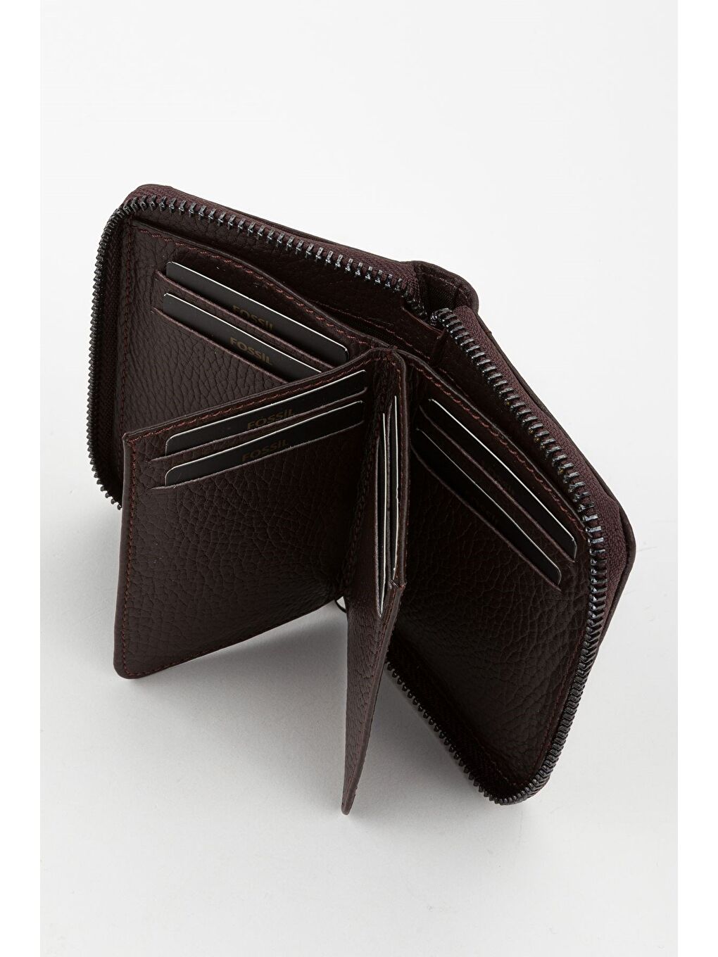 Kahverengi Kutulu Hakiki Deri  Fermuarlı El Portföyü Kartlık Cüzdan-3