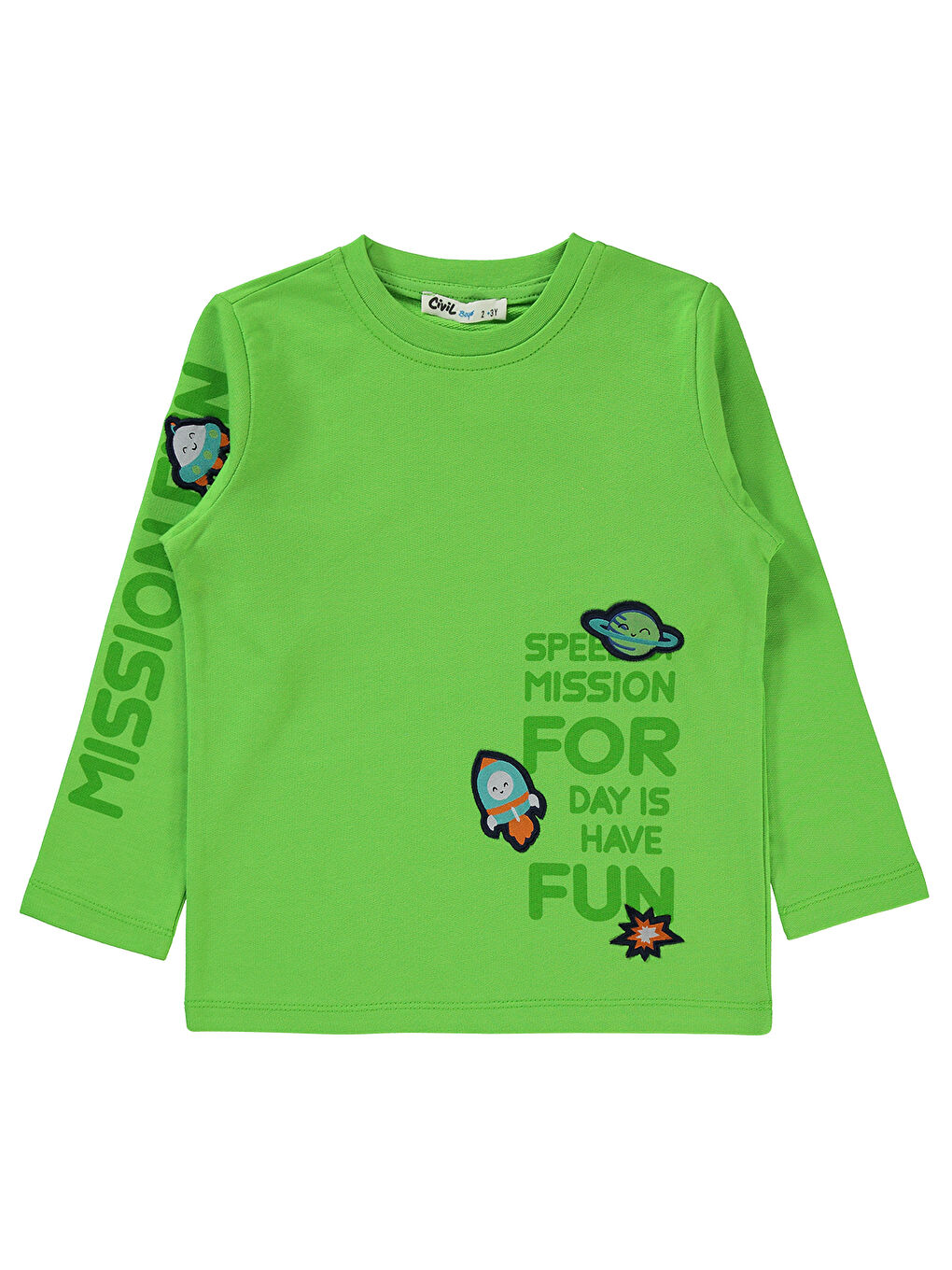 Civil Yeşil Boys Erkek Çocuk Sweatshirt 2-5 Yaş Neon Yeşil