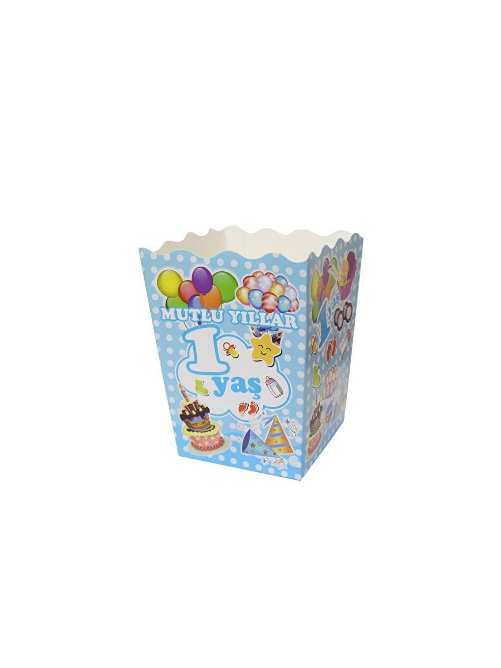 Mısır Kutusu Puantiyeli 1 Yaş Temalı Mavi 12'li-1