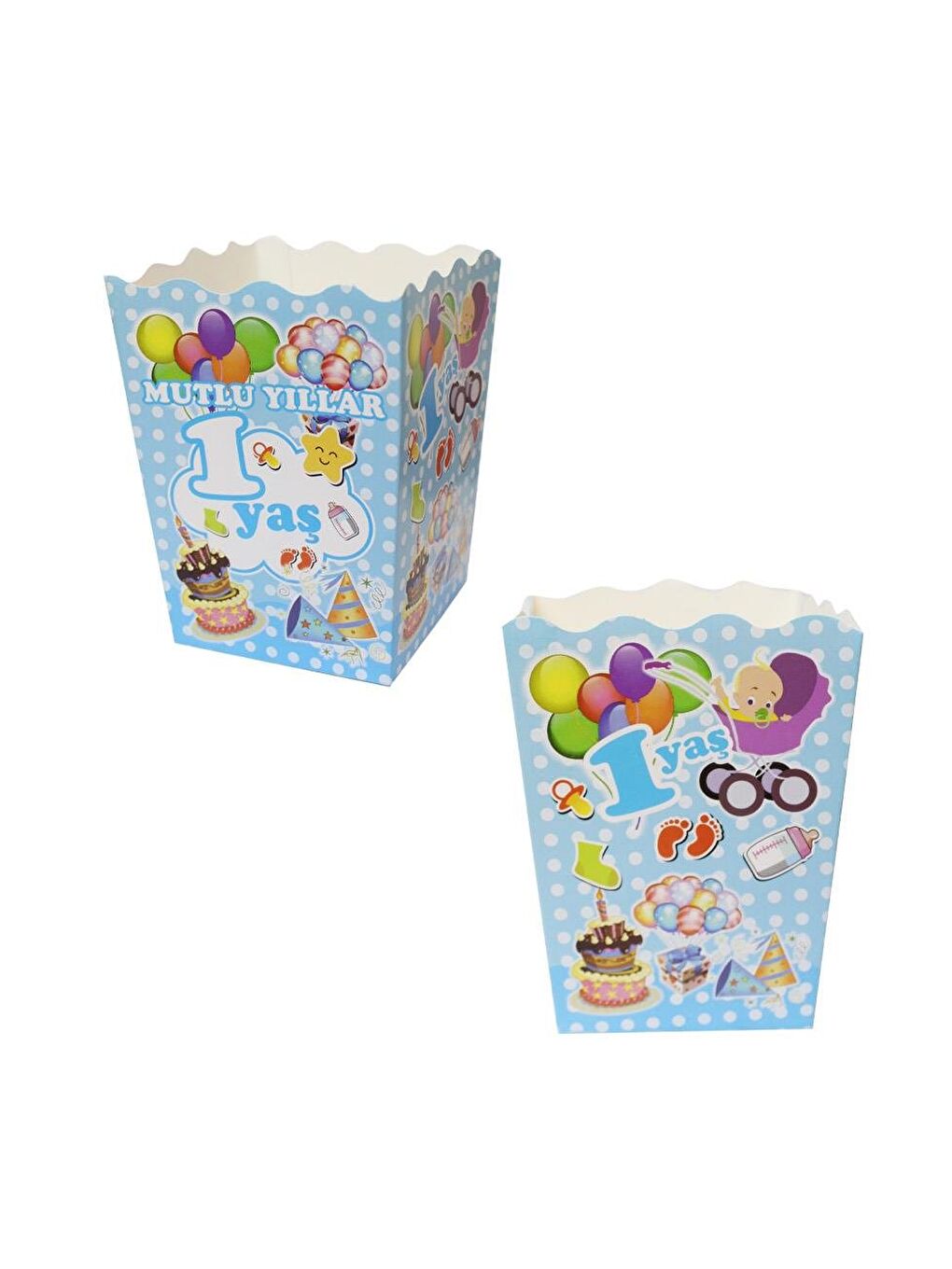 Mısır Kutusu Puantiyeli 1 Yaş Temalı Mavi 12'li-2