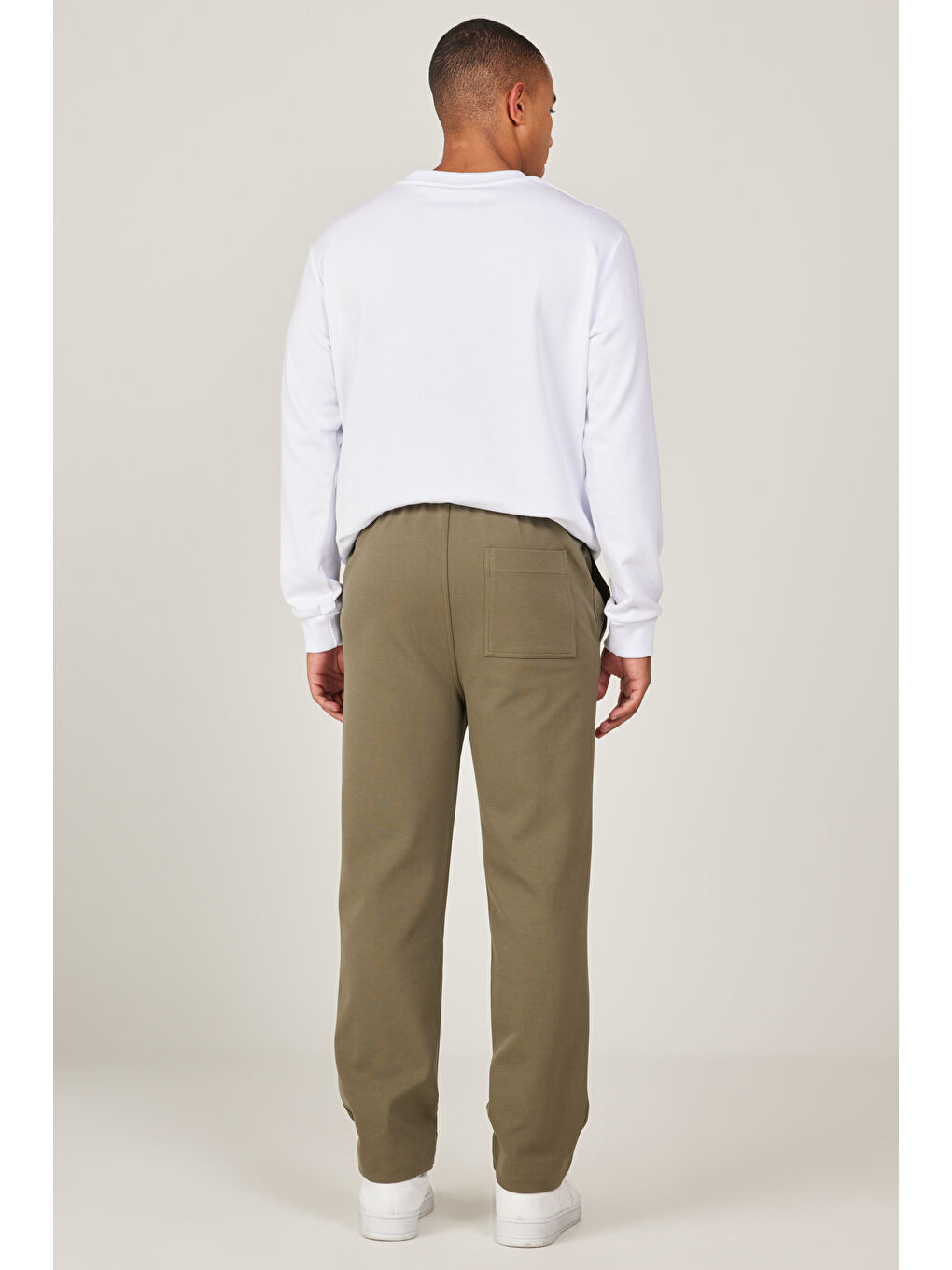 Erkek Haki Standart Fit Normal Kesim Pamuklu Pantolon-4