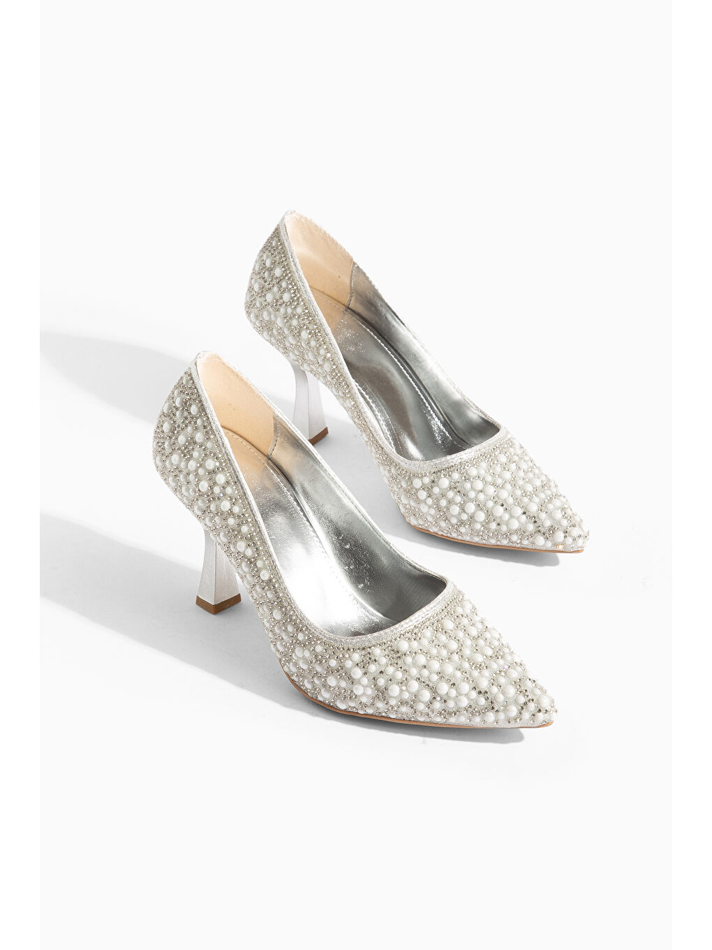 Gri Dorve Günlük Ortopedik Klasik Topuklu Taşlı Kadın Ayakkabı