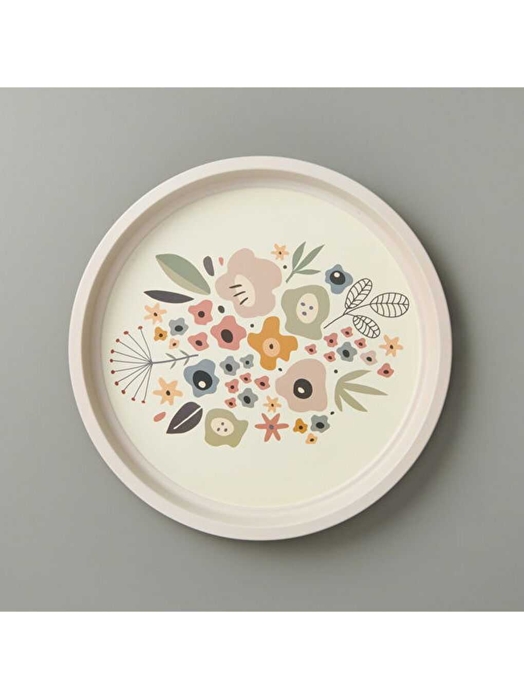 Karışık Çiçekli Metal Tepsi - Renkli - 35x35 cm-2