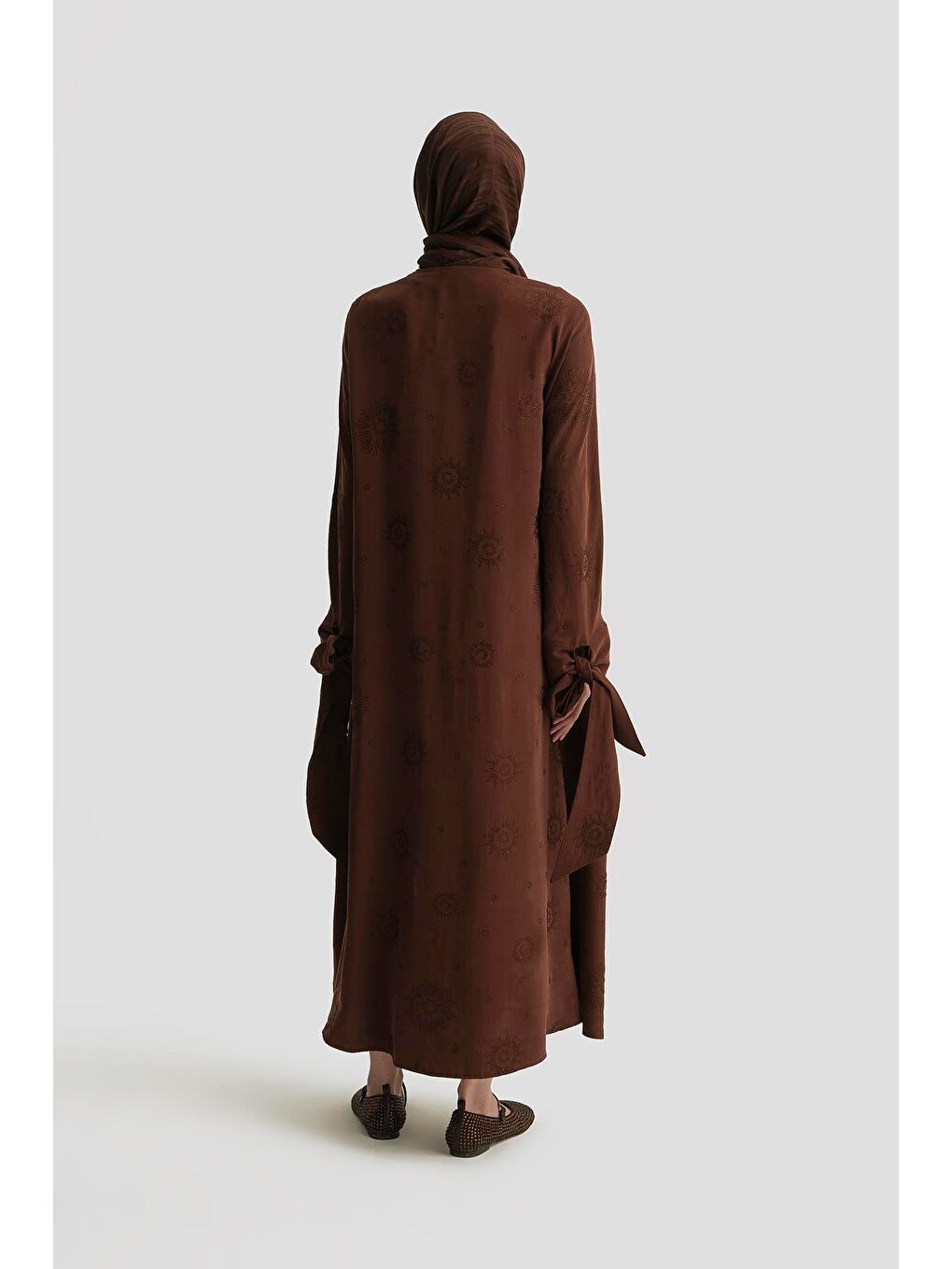 Kahverengi Taş İşlemeli Elbise 25Y9014 Açık Kahve-4