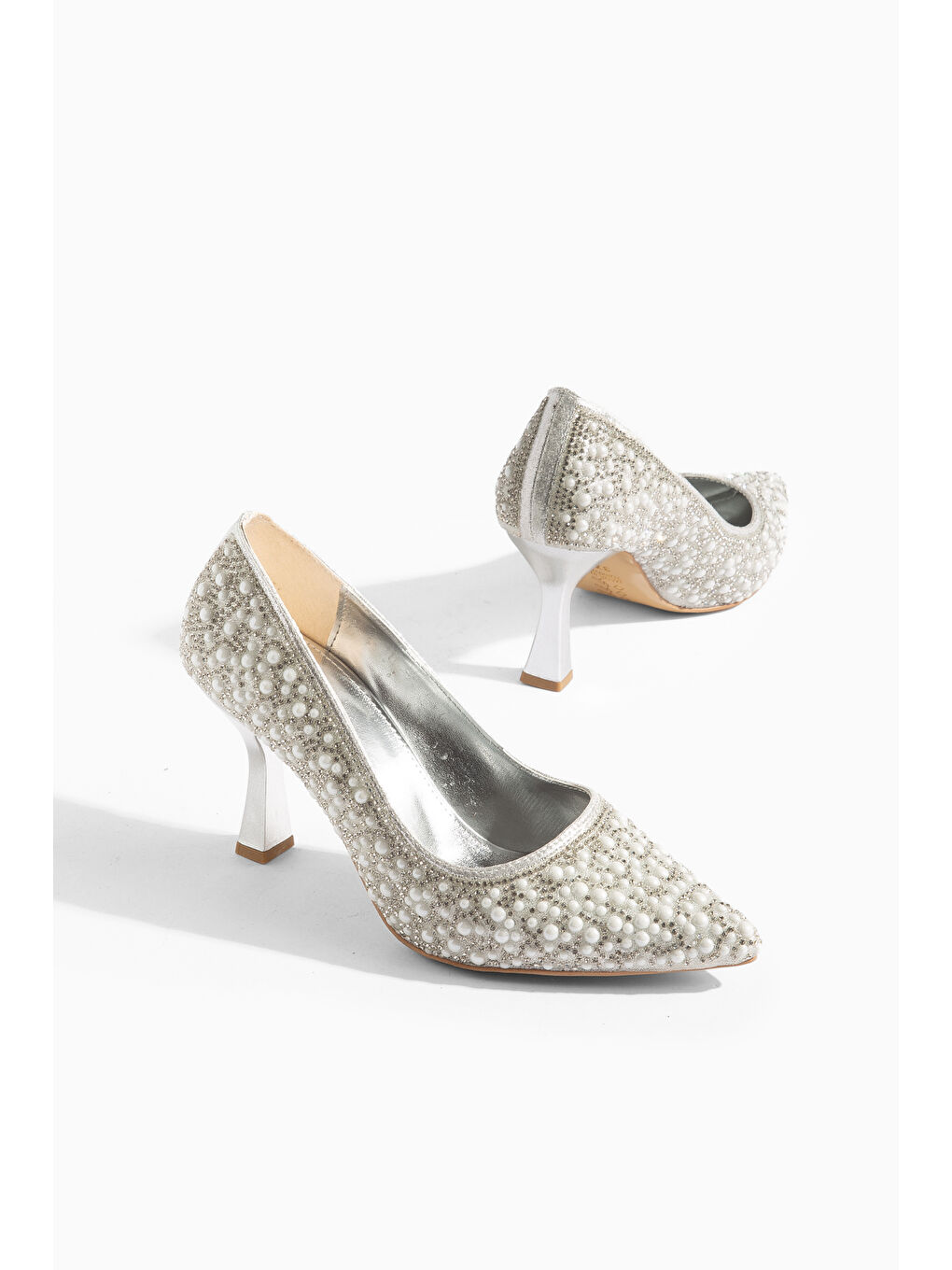 Gri Dorve Günlük Ortopedik Klasik Topuklu Taşlı Kadın Ayakkabı-1