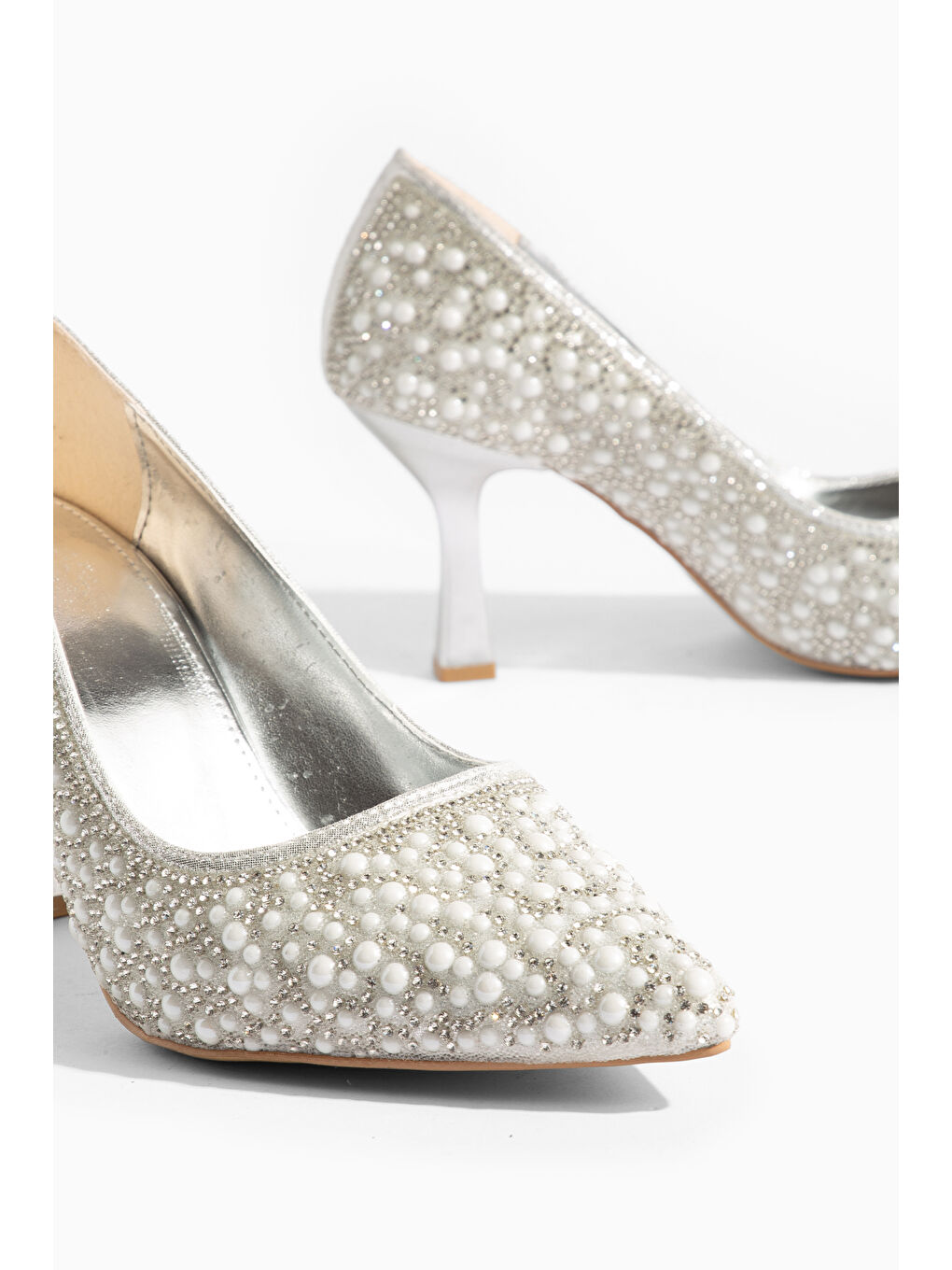 Gri Dorve Günlük Ortopedik Klasik Topuklu Taşlı Kadın Ayakkabı-2