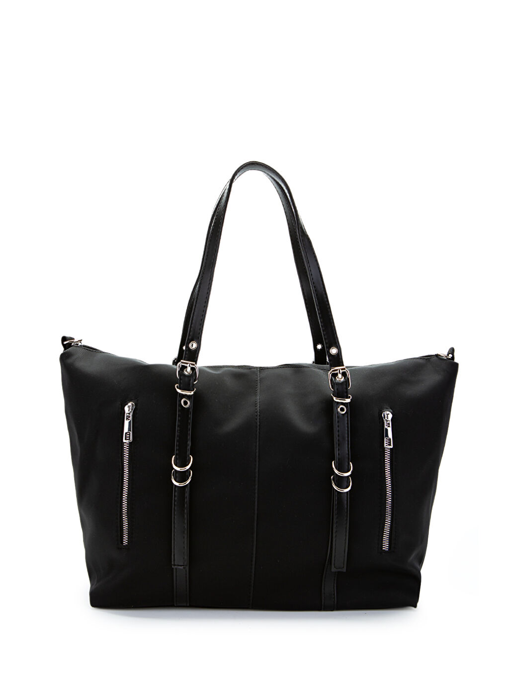 Cep Detaylı Suni Deri Kadın Kol Çanta Glide Siyah-1