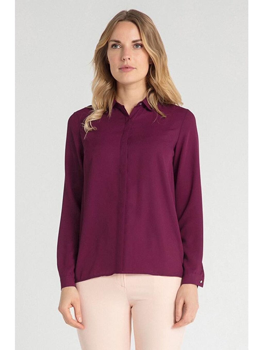 Mürdüm Yakası Boncuk Özellikli Gömlek-1