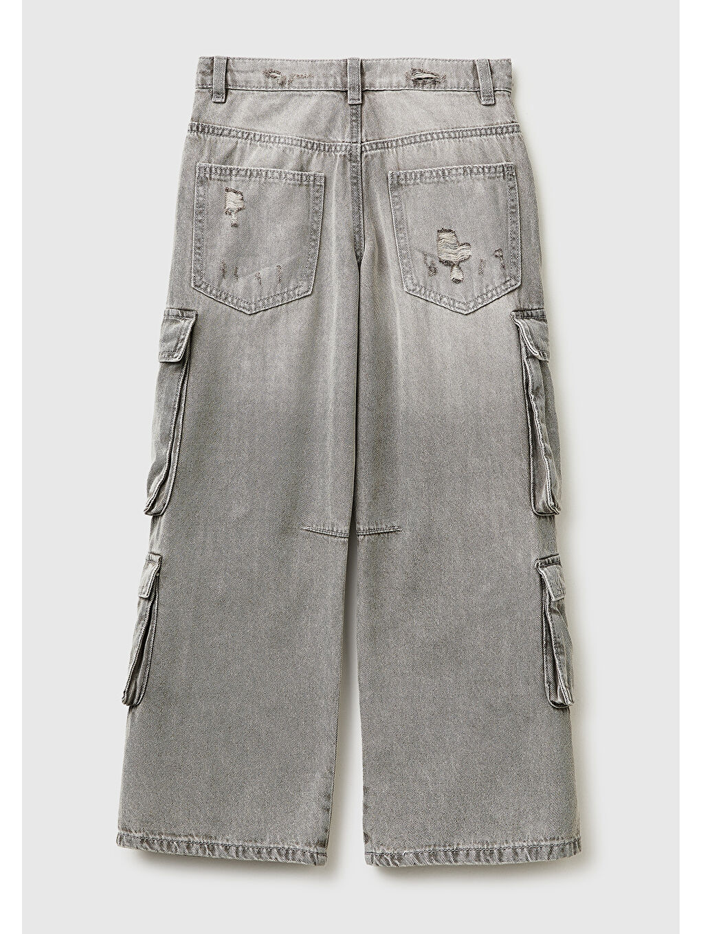 Erkek Çocuk Beyaz Cep Detaylı Logo İşlemeli Rahat Kalıp Denim Pantolon-1