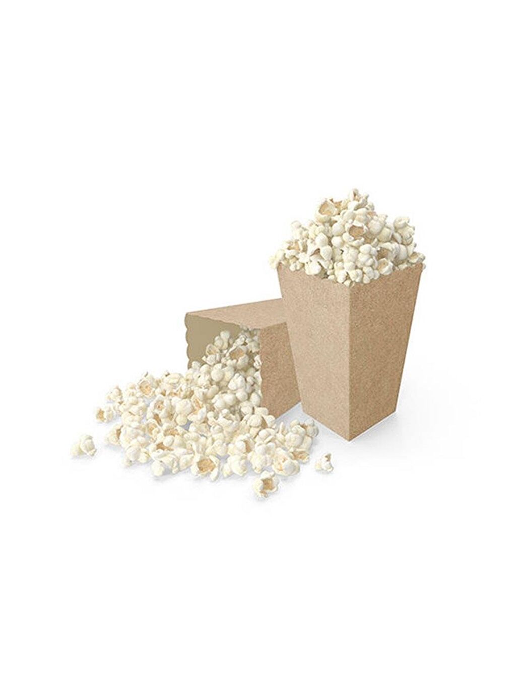 Ekru Patlamış Mısır Kutusu Popcorn Kutusu Kraft  8'li-1