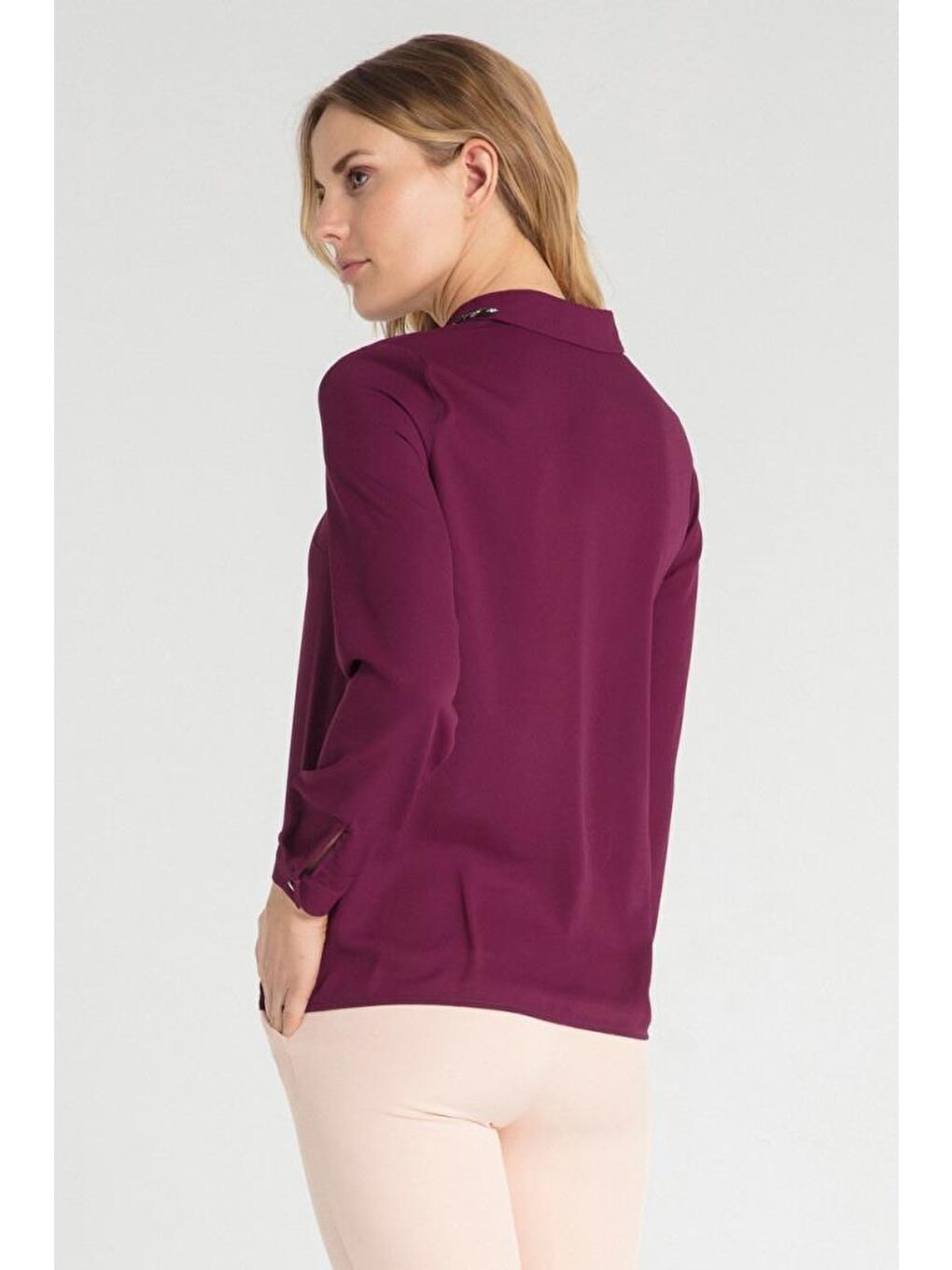 Mürdüm Yakası Boncuk Özellikli Gömlek-2