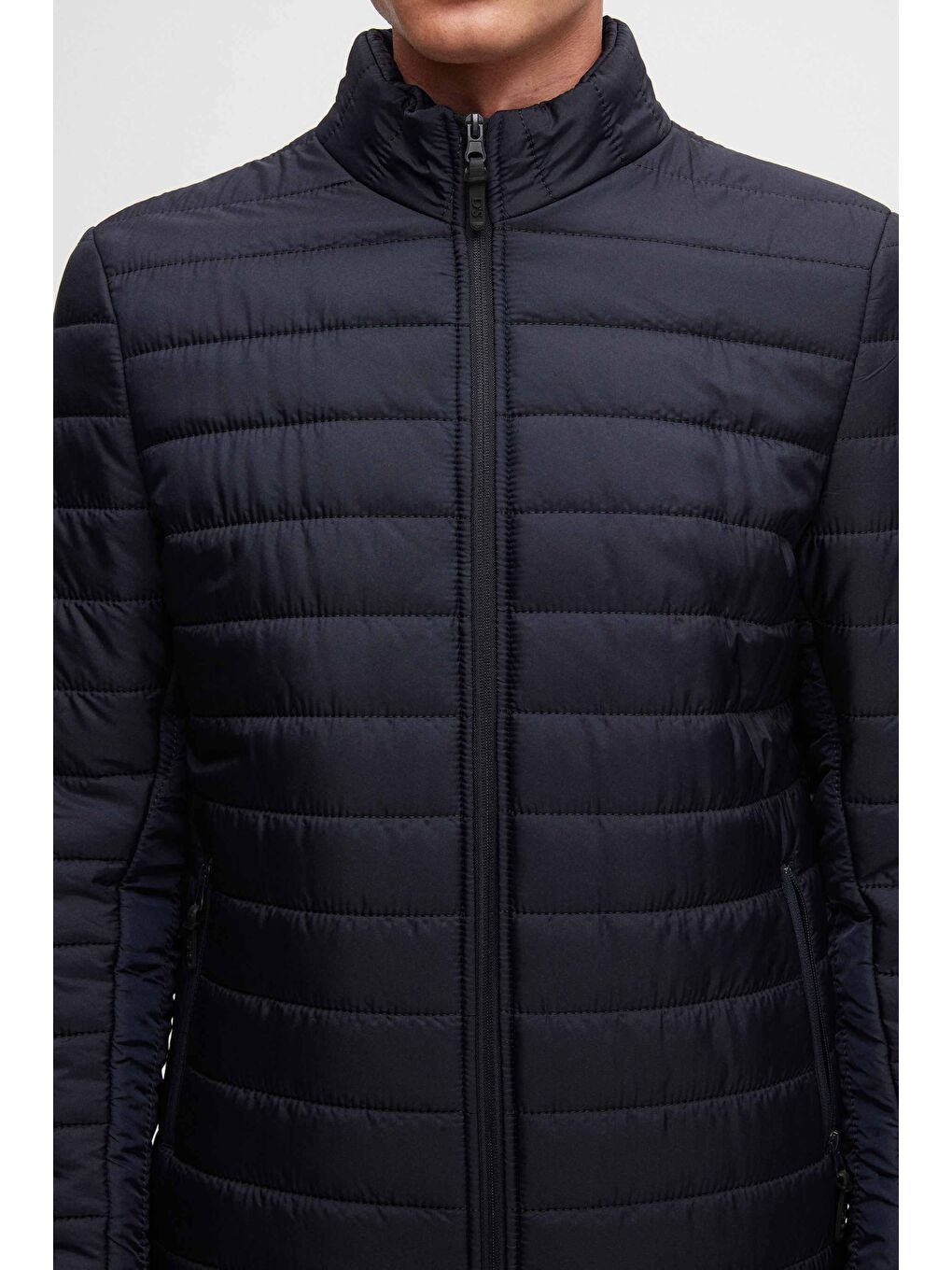 Slim Fit Lacivert Rüzgar Geçirmez Elyaf Dolgulu Şişme Mont-2