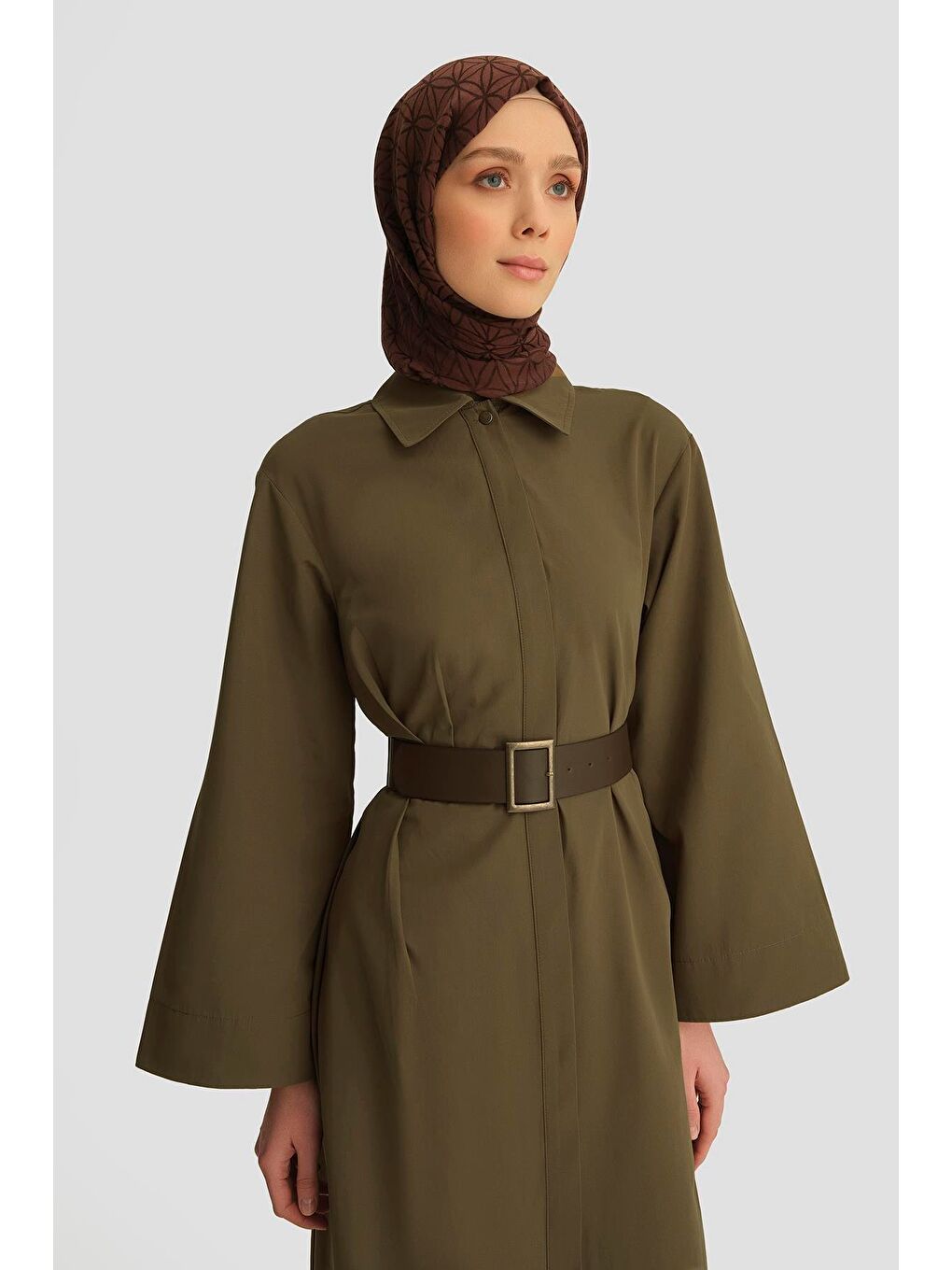 Kemerli Elbise 25Y9023 Haki-3