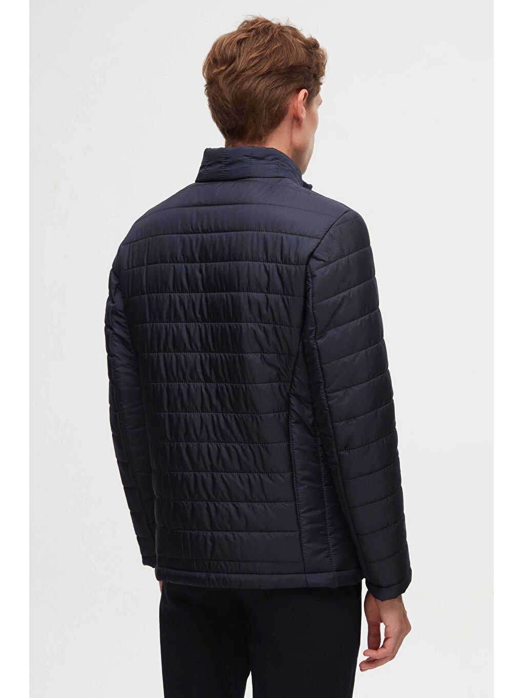 Slim Fit Lacivert Rüzgar Geçirmez Elyaf Dolgulu Şişme Mont-3