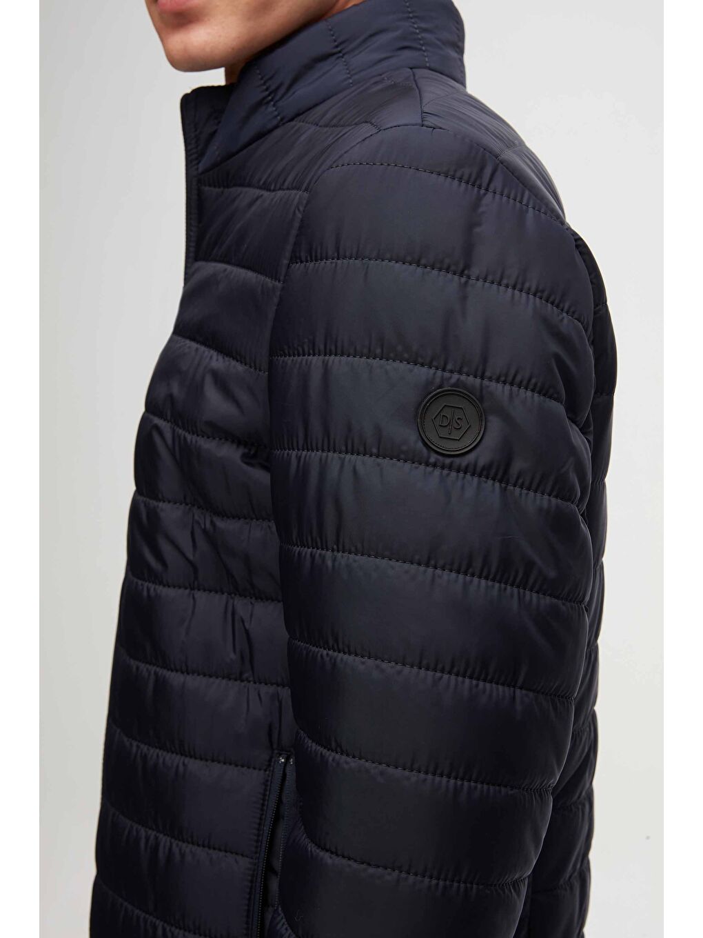 Slim Fit Lacivert Rüzgar Geçirmez Elyaf Dolgulu Şişme Mont-5