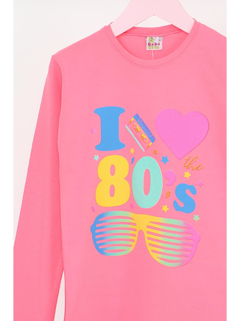 Pembe Kız Çocuk Gül Uzun Kollu Baskılı Penye Badi - 27692-1