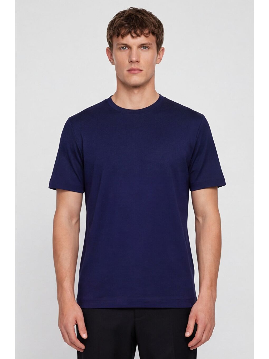 Erkek Mor Normal Kesim Regular Fit %100 Pamuk Bisiklet Yaka Basic Tişört