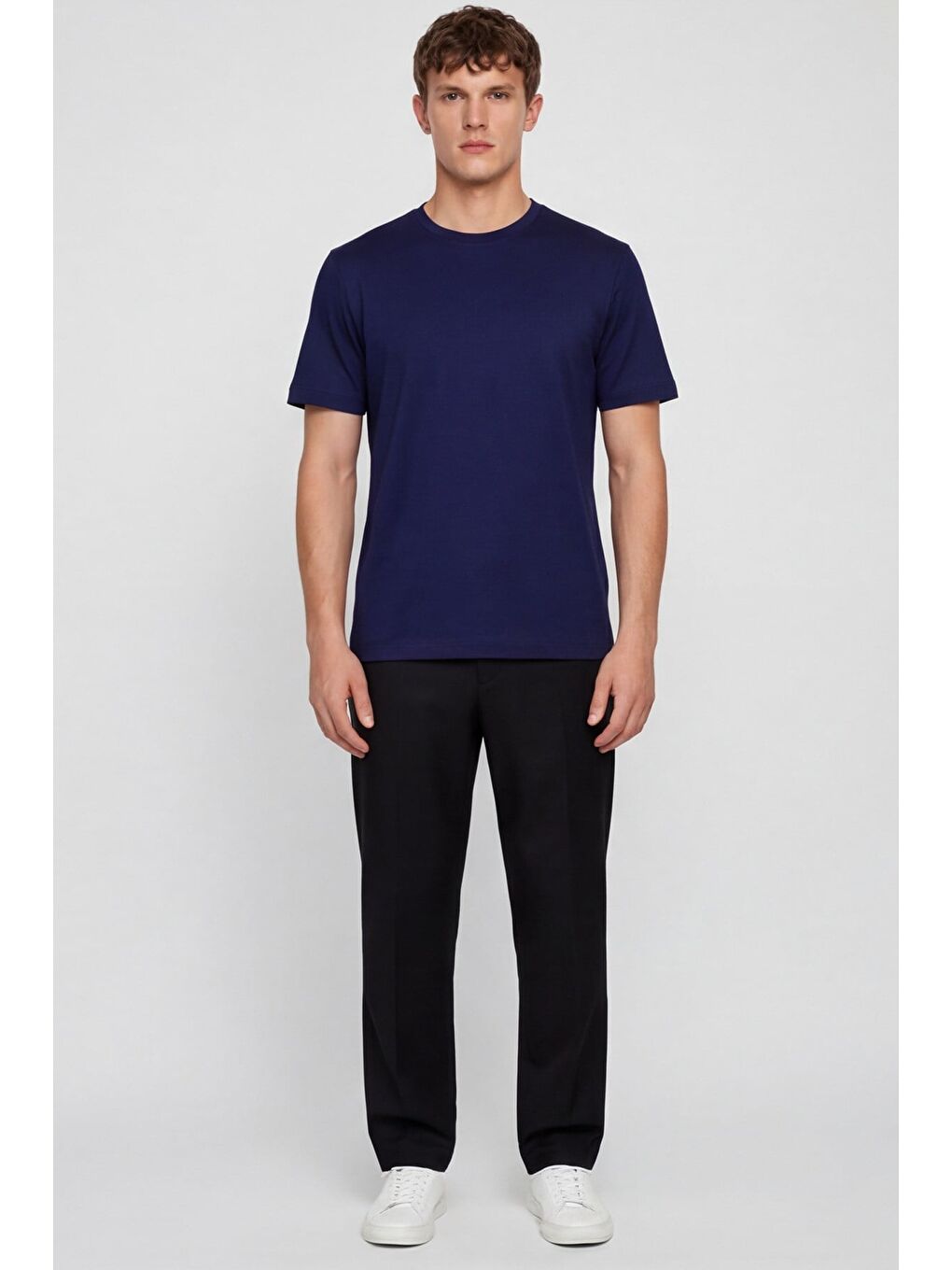 Erkek Mor Normal Kesim Regular Fit %100 Pamuk Bisiklet Yaka Basic Tişört-1