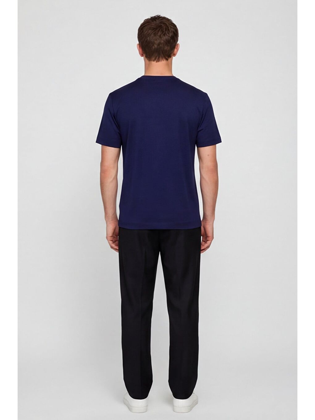 Erkek Mor Normal Kesim Regular Fit %100 Pamuk Bisiklet Yaka Basic Tişört-3