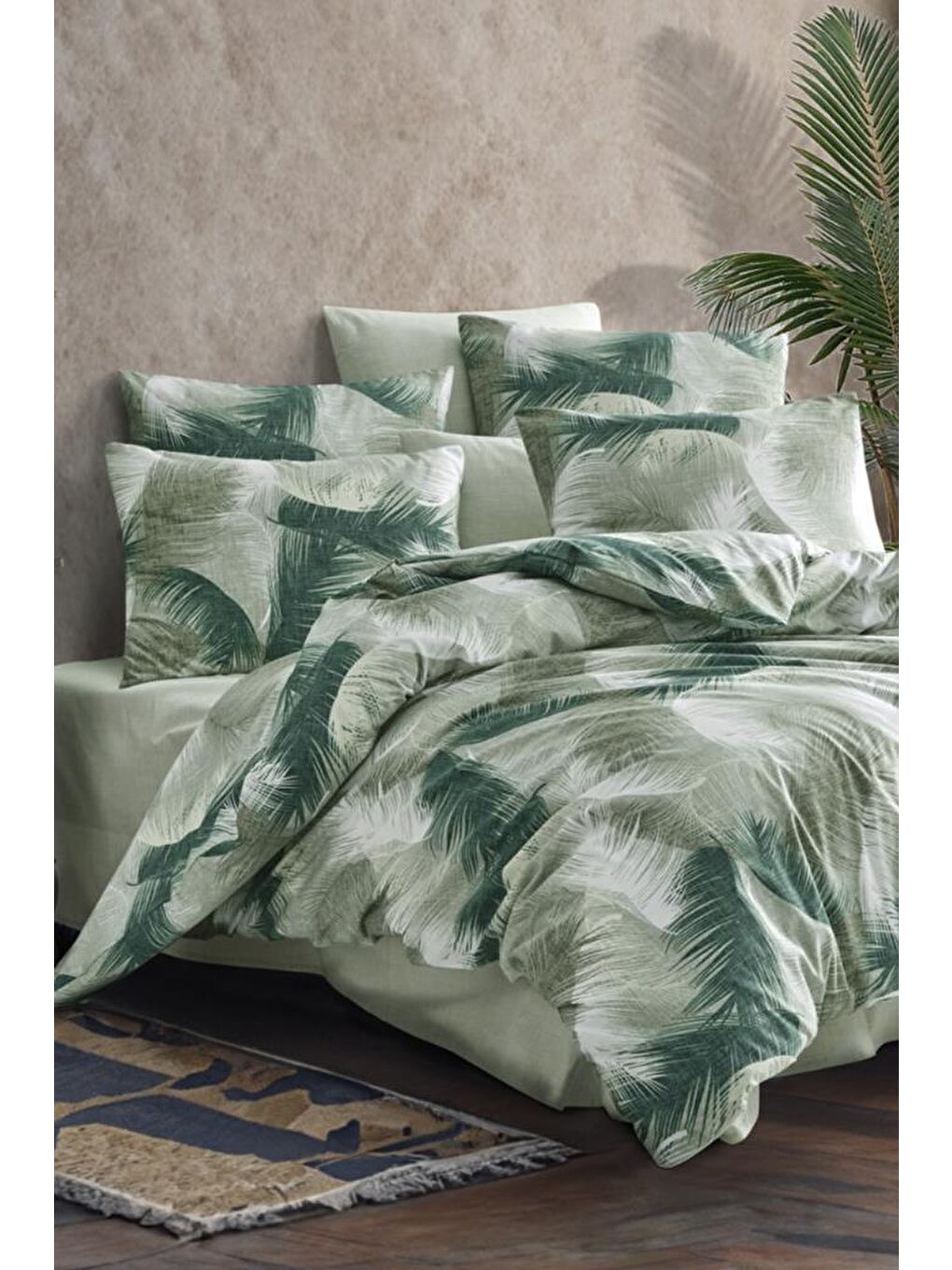 Palmia Çift Kişilik Nevresim Takımı Yeşil