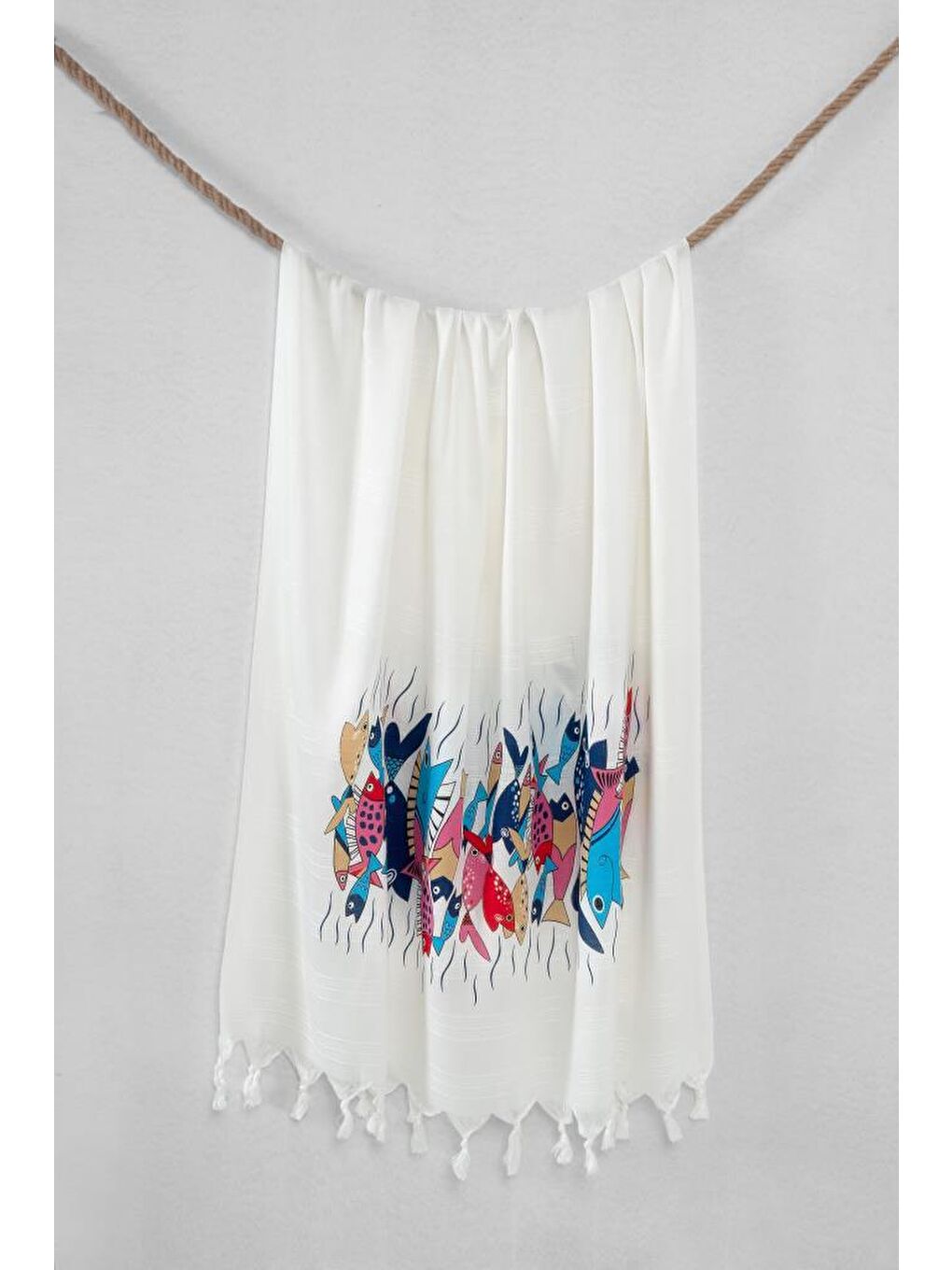 Turkuaz Bambu Baskılı Peştemal Banyo Havlusu