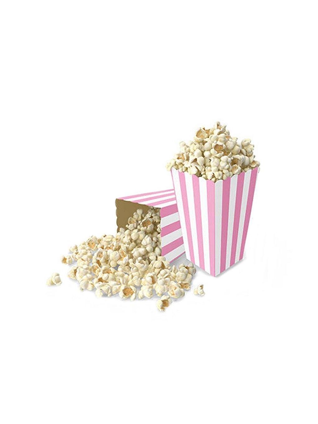 Çizgili Patlamış Mısır Kutusu Popcorn Kutusu Pembe 8'li-1