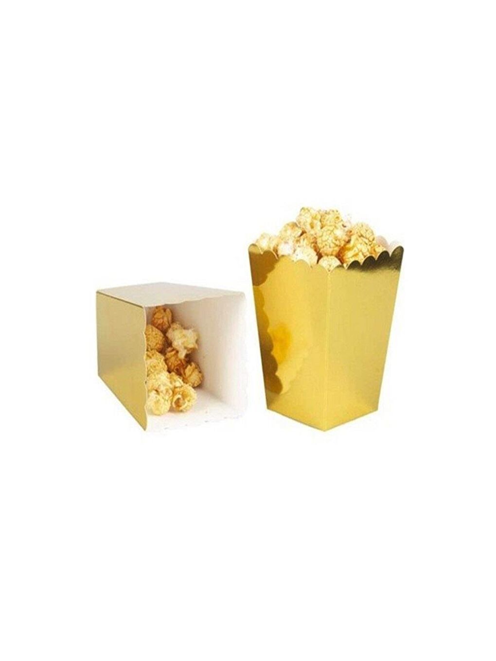 Sarı Patlamış Mısır Kutusu Popcorn Kutusu Metalik Altın 8'li-1