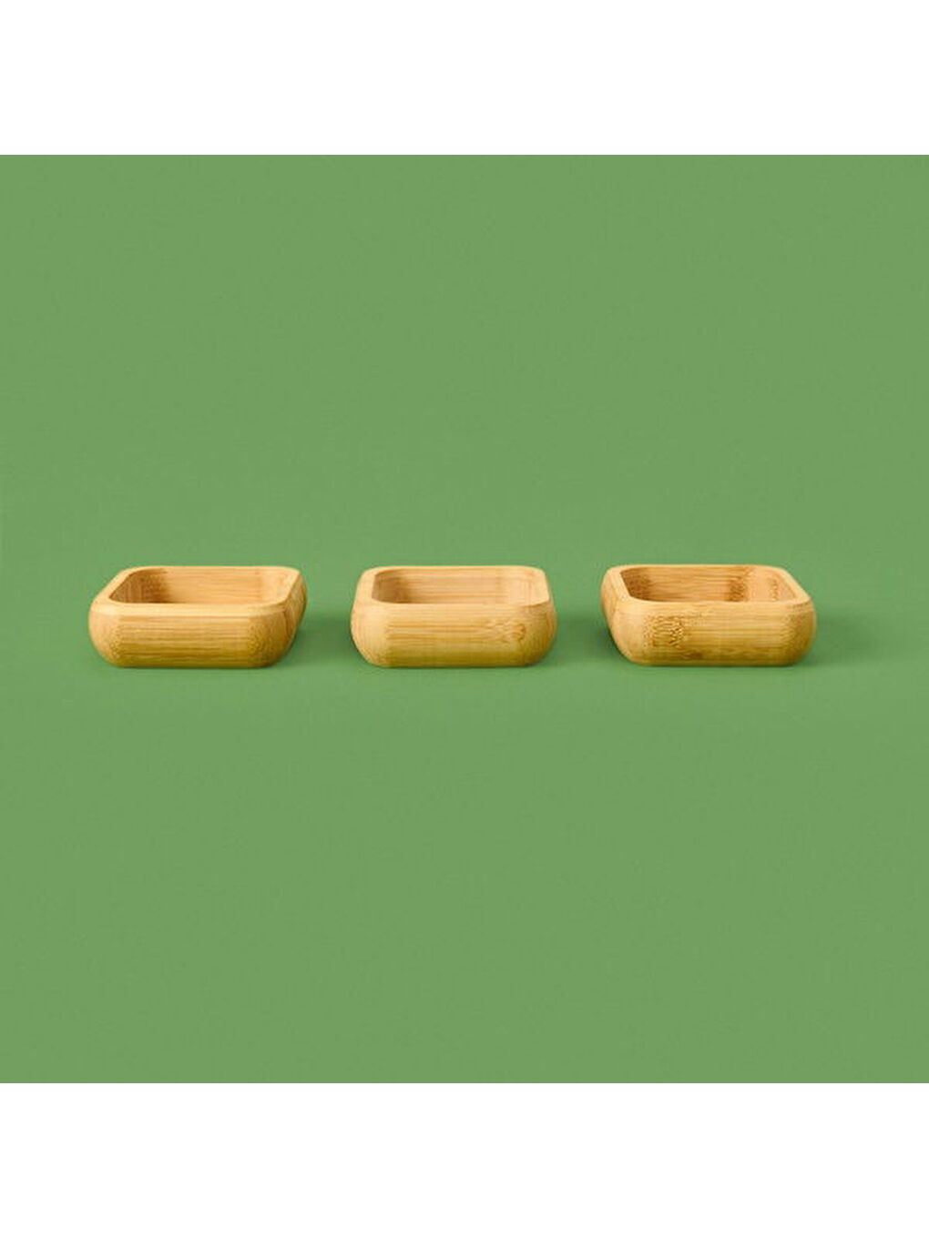 3'lü Kare Bambu Çerezlik Seti - Kahverengi - 9,5 cm-1