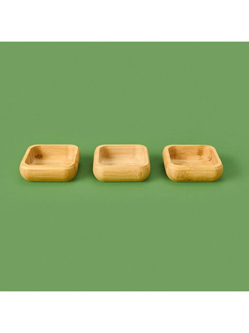 3'lü Kare Bambu Çerezlik Seti - Kahverengi - 9,5 cm-3