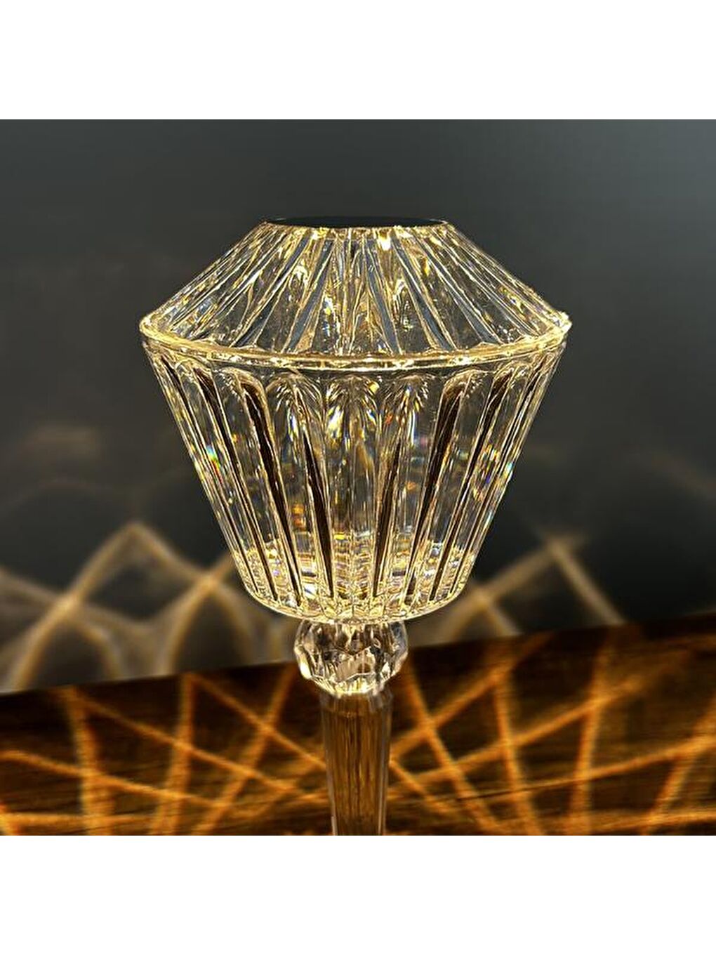 Renksiz Rose Diamond Şarjlı Kristal Led Masa Lambası - Şeffaf - 28,5 cm-6