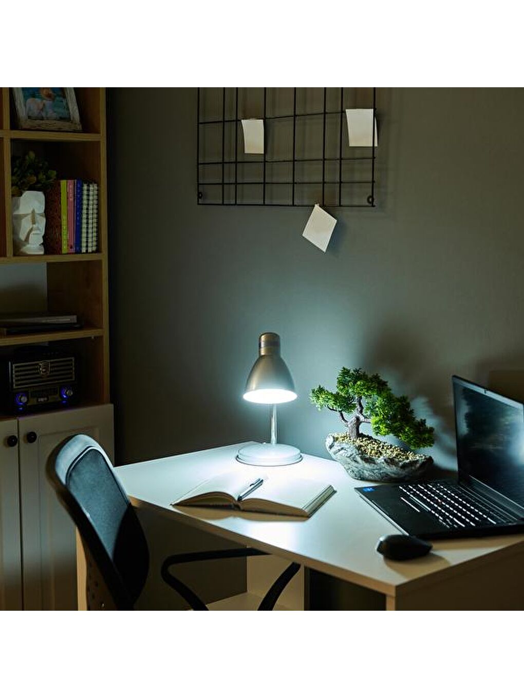 Modern Krom Spiralli Masa Lambası - Gri-7