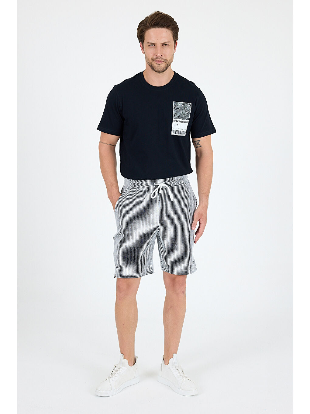 Lacivert Erkek Yan Cepli Esnek Spor Şort | Rahat Kalıp Günlük Şort | Yazlık Hafif ve Şort 2239