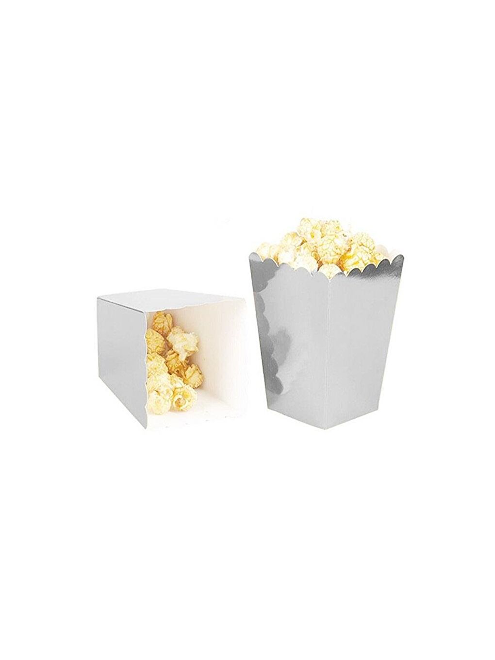 Gri Patlamış Mısır Kutusu Popcorn Kutusu Metalik Gümüş 8'li-1