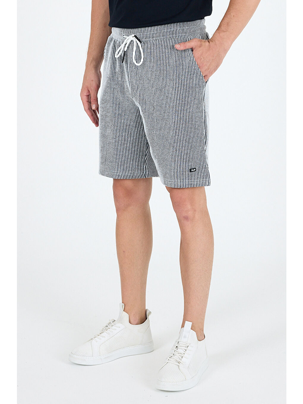 Lacivert Erkek Yan Cepli Esnek Spor Şort | Rahat Kalıp Günlük Şort | Yazlık Hafif ve Şort 2239-1