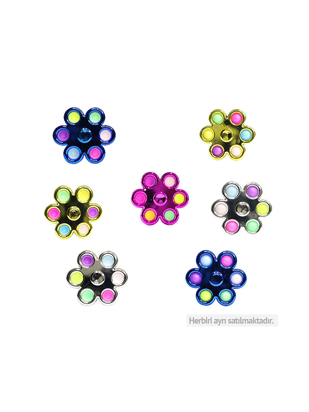 5&6 Parmak Metalize Stres Çarklı Pop It