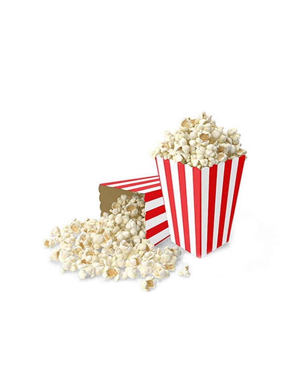 Çizgili Patlamış Mısır Kutusu Popcorn Kutusu Kırmızı 8'li-1