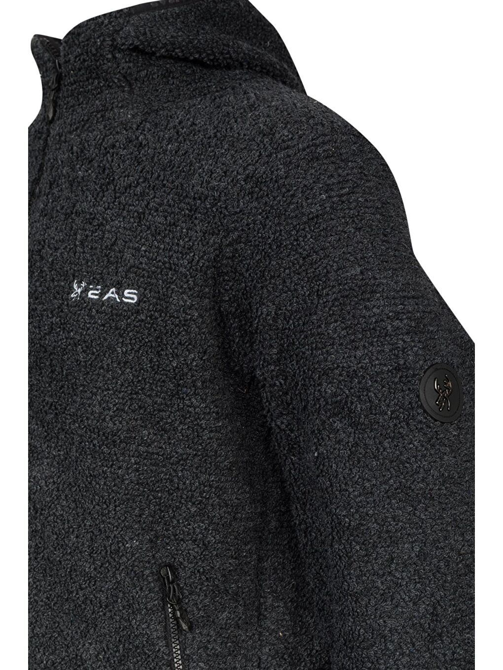 Edgar Erkek Kapüşonlu Havlu Merino Sweatshirt Siyah-2