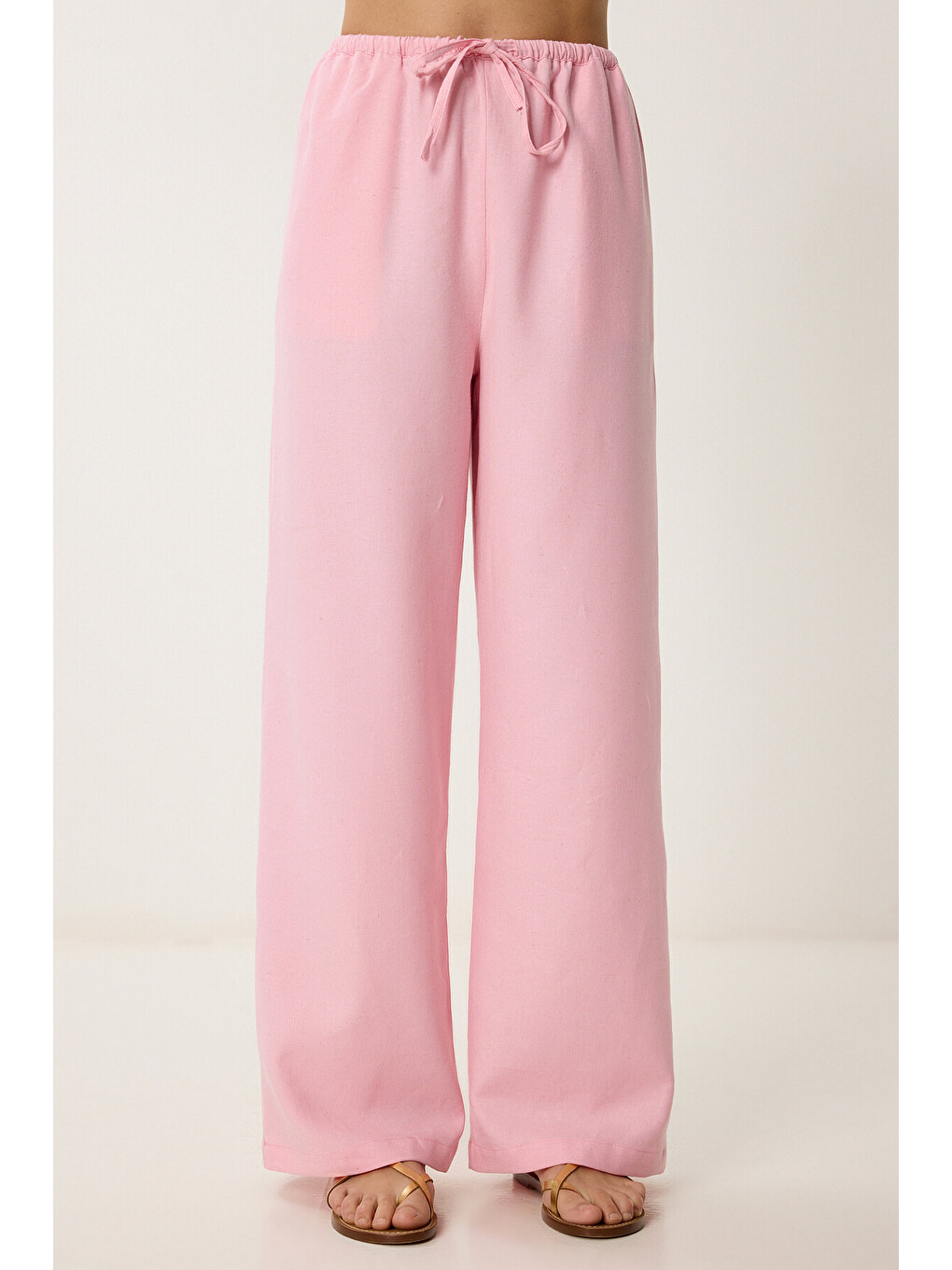 Pembe Keten Gömlek Pantolon Takım PEMBE LDP0058-3