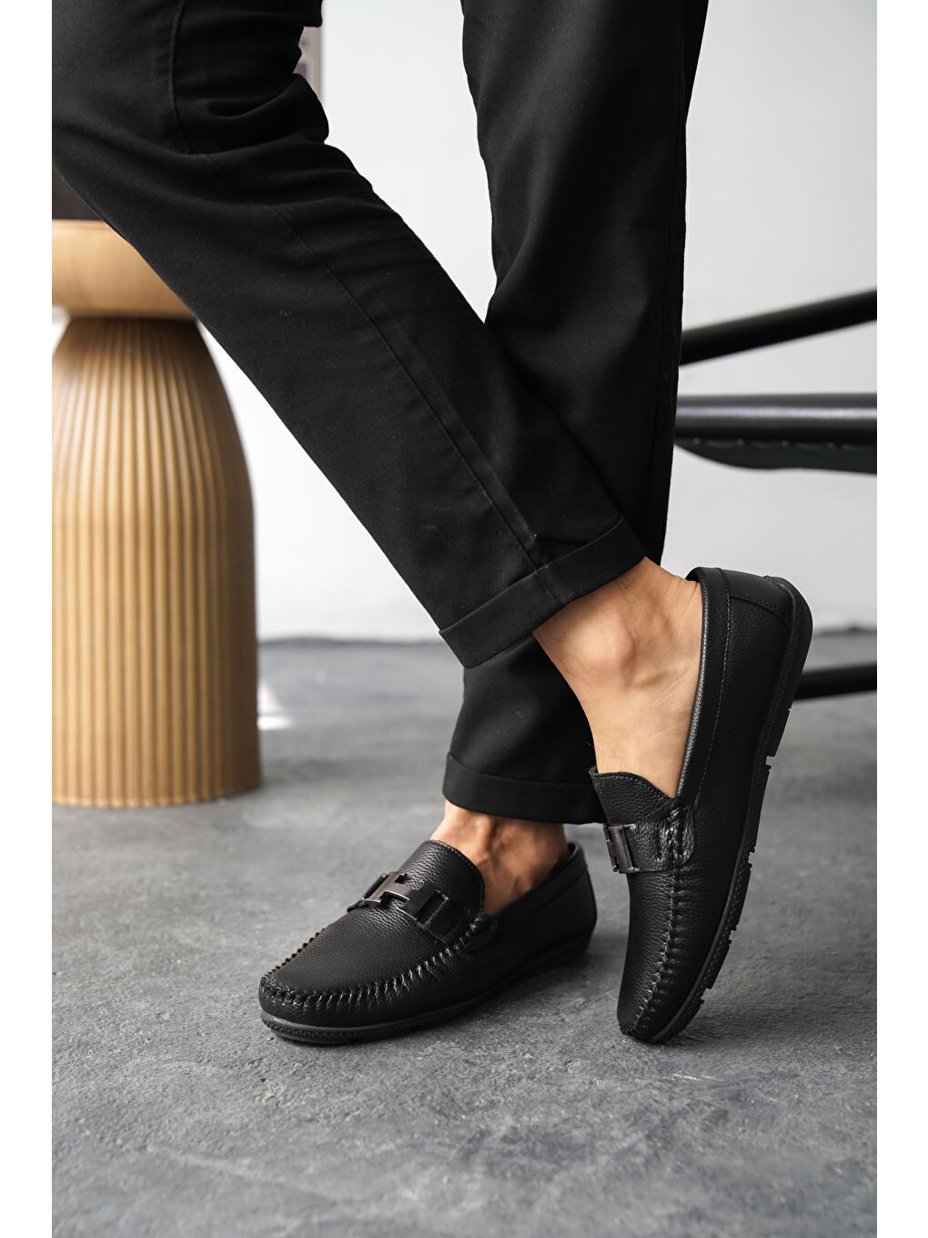 Siyah Hiktor Günlük Ortopedik Klasik Erkek Casual Loafer Ayakkabı-2