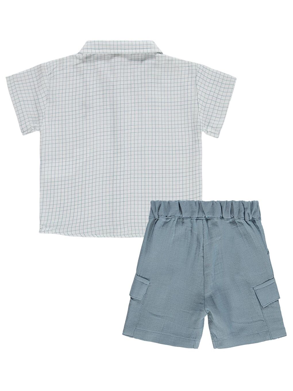 Baby Erkek Bebek Müslin Kareli 6-18 Ay Takım - Ekru 12-18 Ay-2