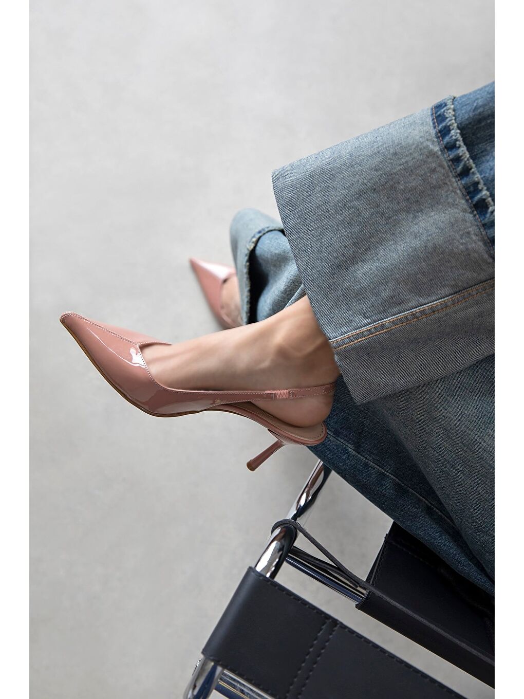 Pembe Comfy Kadın Topuklu Rugan Ayakkabı Roze-1