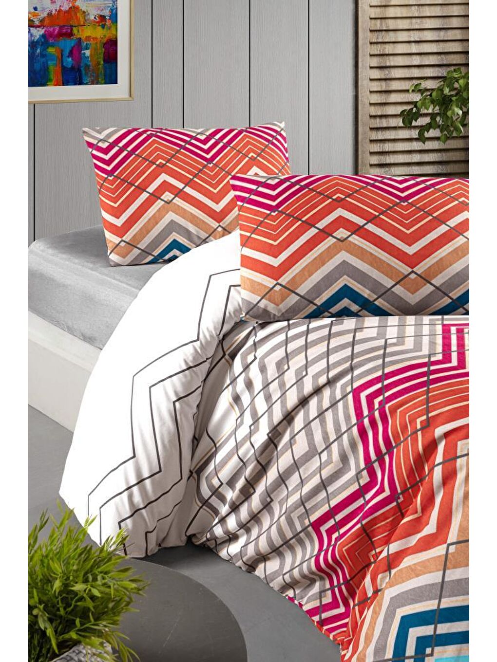 Beyaz Alexa Tek Kişilik Lastikli Çarşaf Nevresim Takımı-1