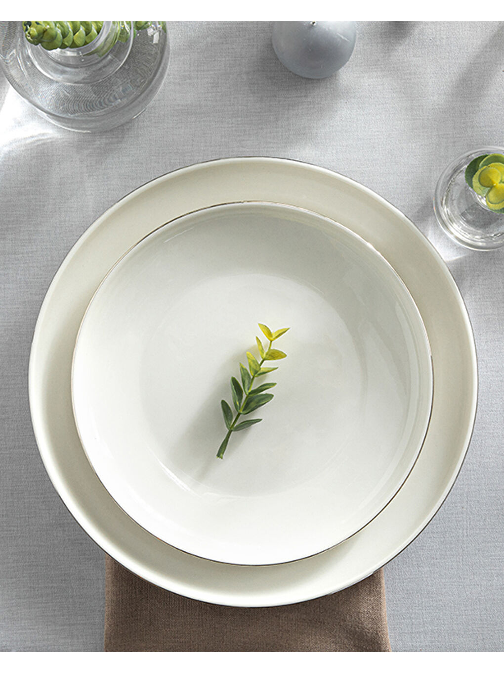 Gri Torino Pasta Tabağı Porselen Gümüş-2