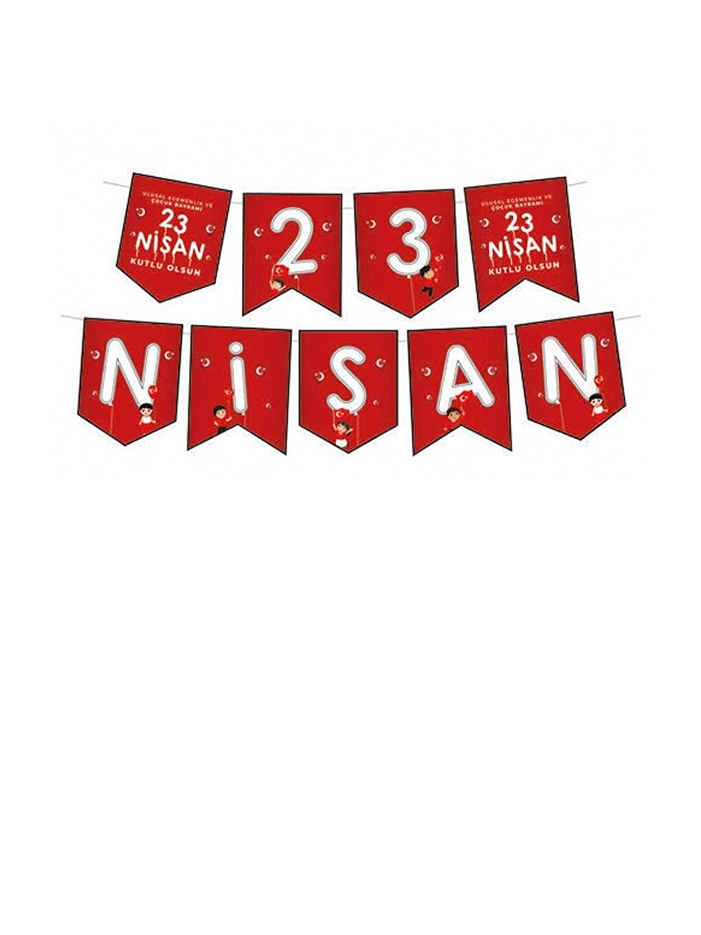 Kırmızı 23 Nisan Yazılı Banner Süs  – Milli Bayram Okul Sınıf Süsleme-1