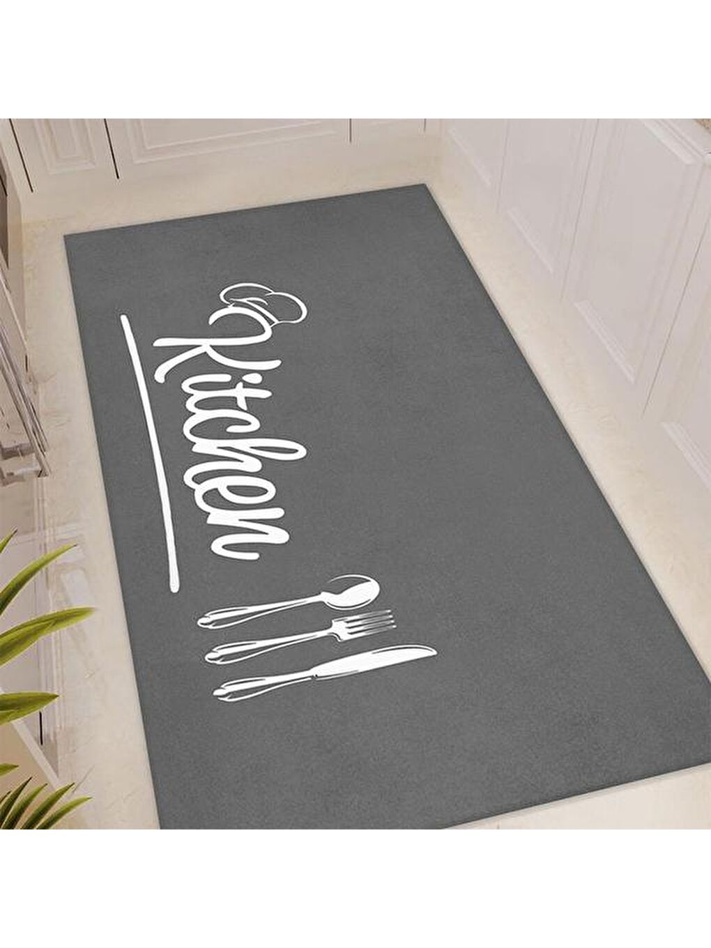 Kitchen Mutfak Halısı - Gri - 80x150 cm