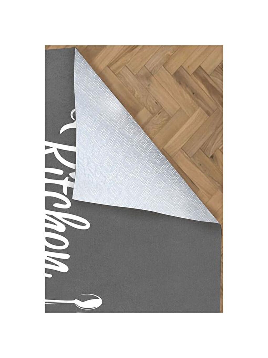 Kitchen Mutfak Halısı - Gri - 80x150 cm-1