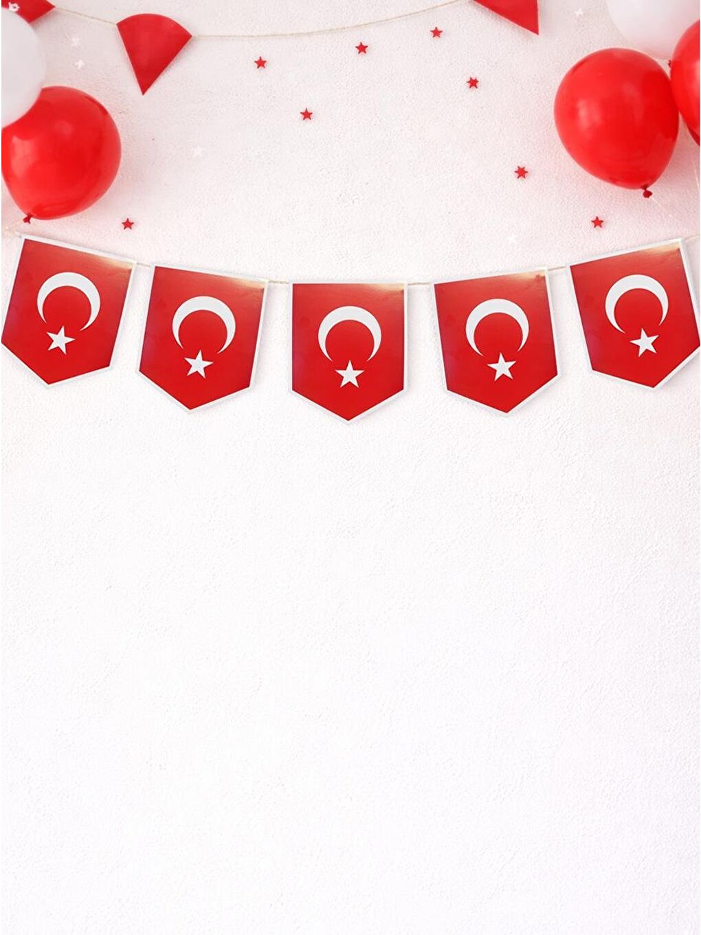 Kırmızı Türk Bayraklı Flama Banner Süsü  – Milli Bayram Okul Sınıf Süsleme