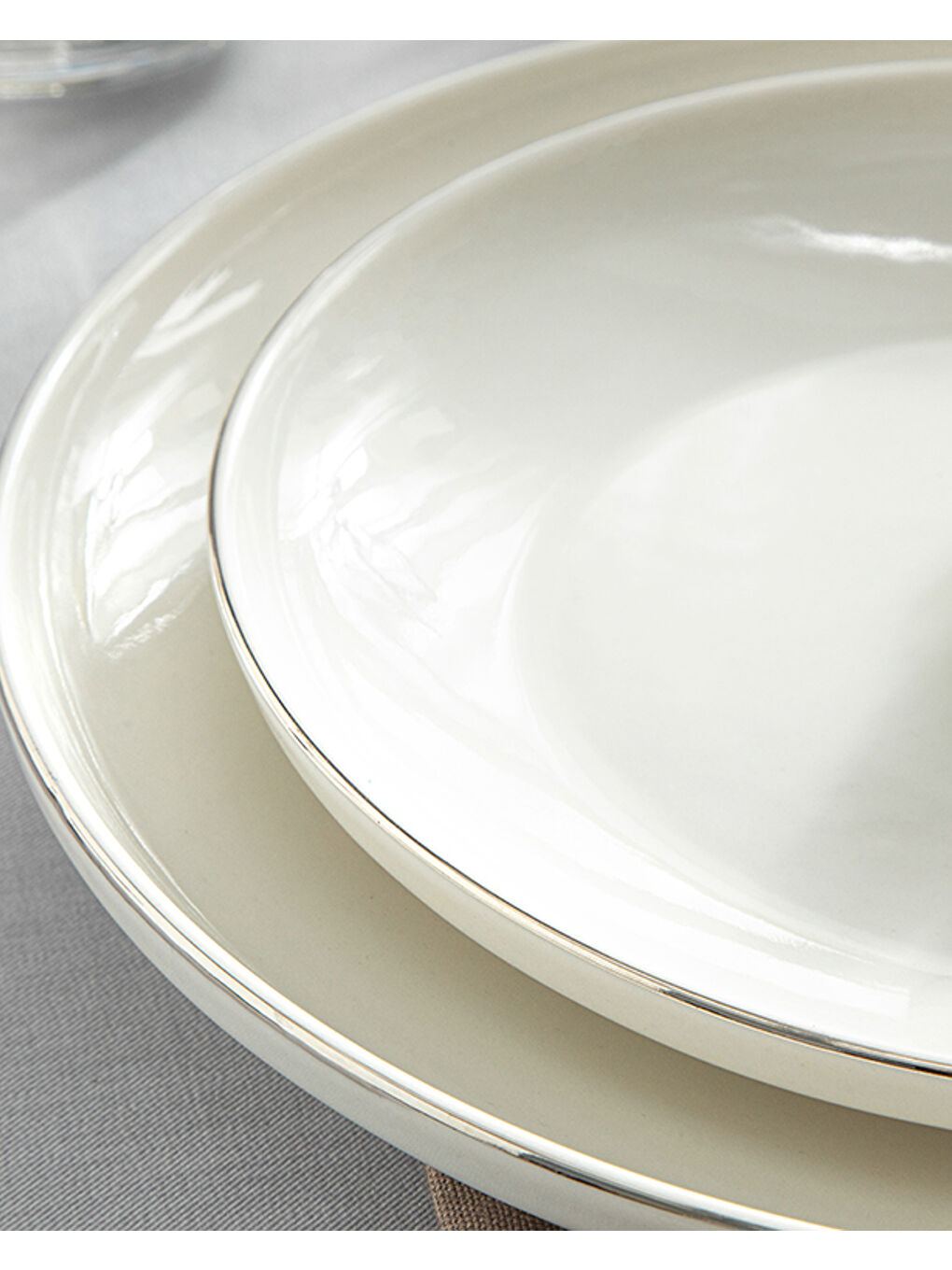 Gri Torino Pasta Tabağı Porselen Gümüş-3