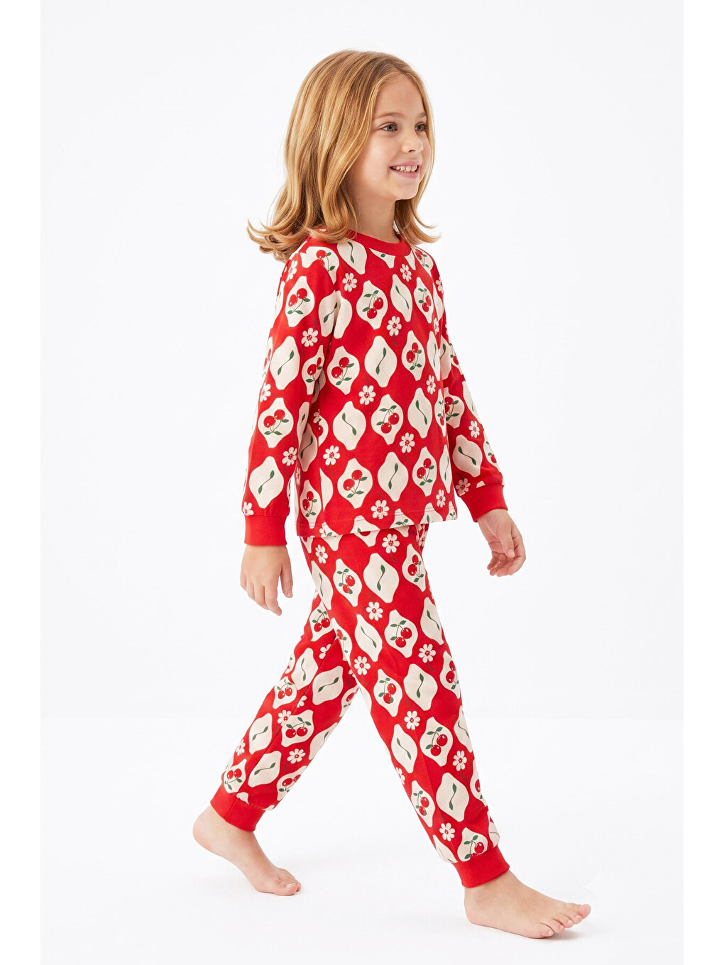 Kırmızı Kız Çocuk %100 Pamuk Ve Baskılı Pijama Takımı 3-13 Yaş 12738ıs-3