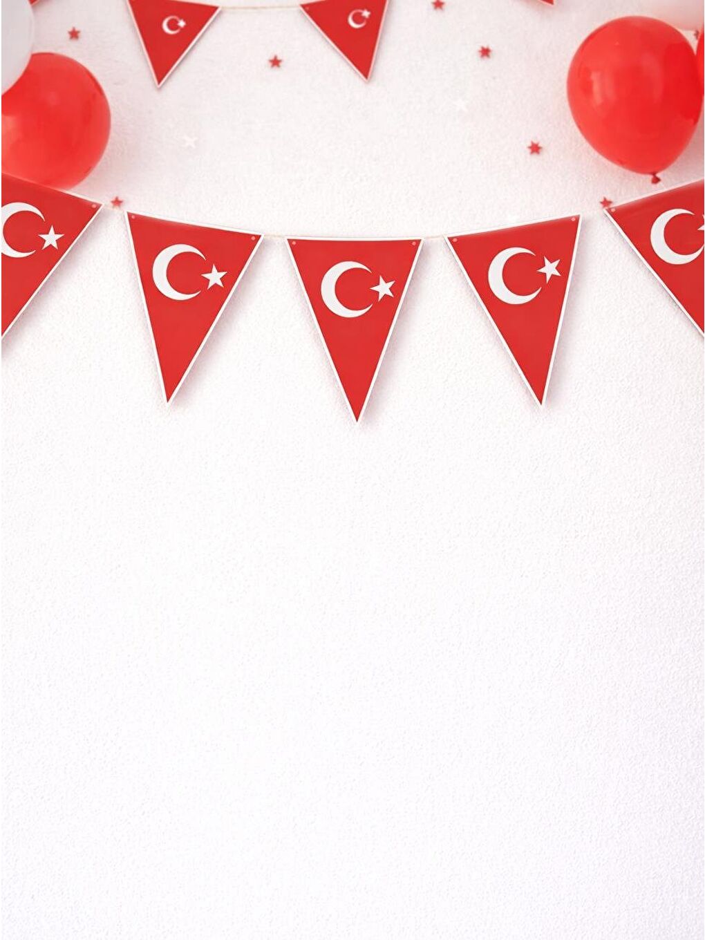 Kırmızı Türk Bayrağı Baskılı Üçgen Flama Bayrak  – Sınıf Okul Milli Bayram Dekoru